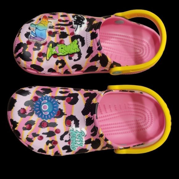 NWT CROCS 🦏Party Animal🐊 Sz-J6 Big Kids Shoes w/Non-Removable J-Bits Charms 1💡Up - Picture 8 of 16